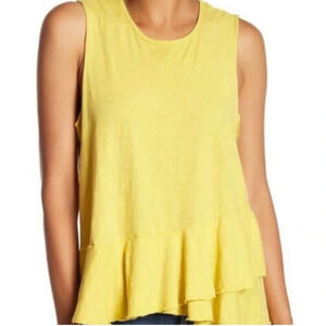 SUNDRY Yellow Asymmetrical Tank Top Size 1